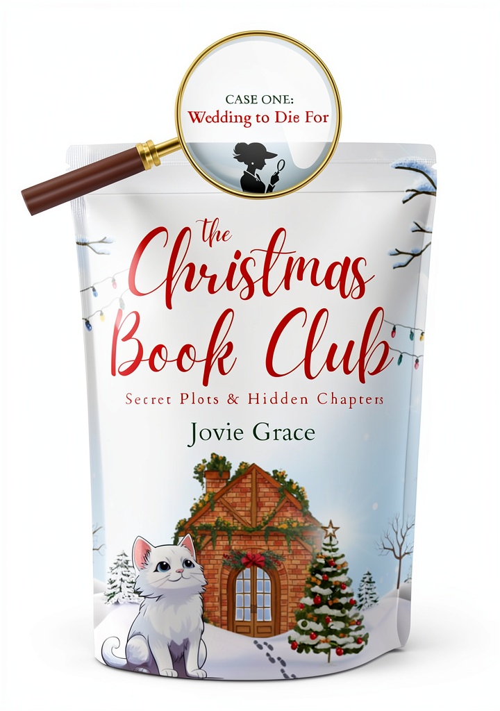 The Christmas Book Club eBook open on a Kindle device showing a festive cover