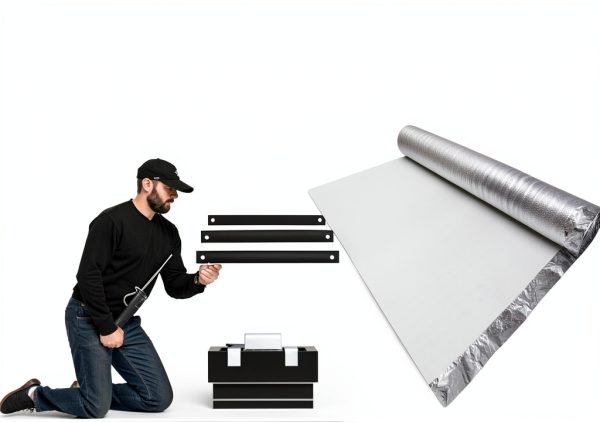 AMERIQUE 800SQFT 4TH Generation Blue 1.5MM Thick Flooring Underlayment Padding 3-in-1 Heavy Duty Foam with Tape & Vapor Barrier-2